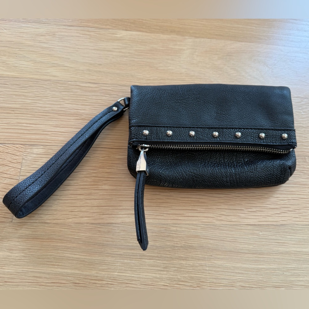 JLo by Jennifer Lopez Black Faux Leather Studded Convertible Wristlet/Clutch